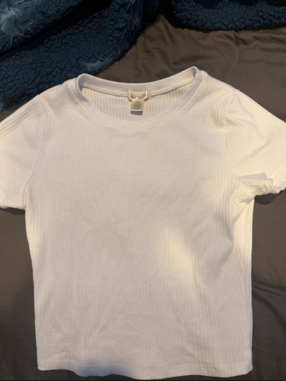 Bozzolo White Ribbed Short Sleeve Kids Tee